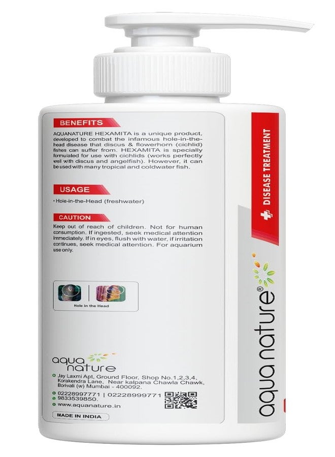 aqua nature AquaNature® Hexamita Hole in The Head Discus & Cichlid Disease Treament for Freshwater Aquarium (500 Ml) - Image 2